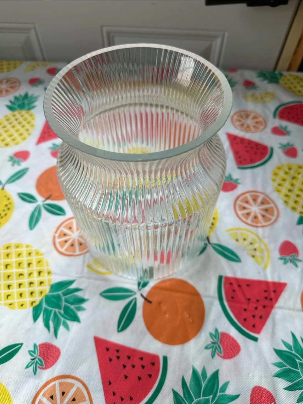 New Large Clear Ribbed Glass Vase